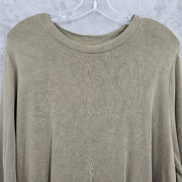 J Jill Sweater Top XL Olive Green 3/4 Sleeve Side Slit Modal Blend Soft Casual - Picture 4 of 10